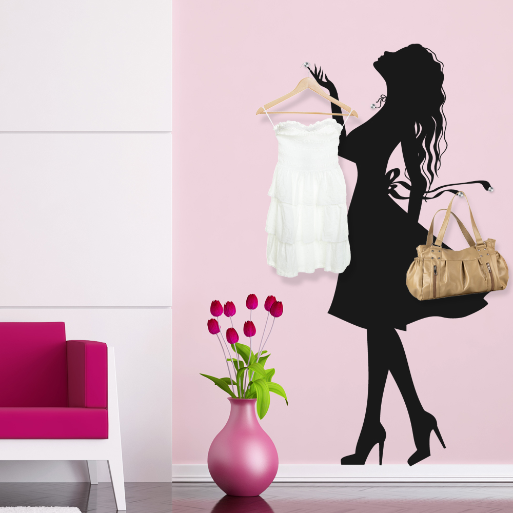 Adesivi follia : adesivo murale appendiabiti donna Stencil muro adesivi