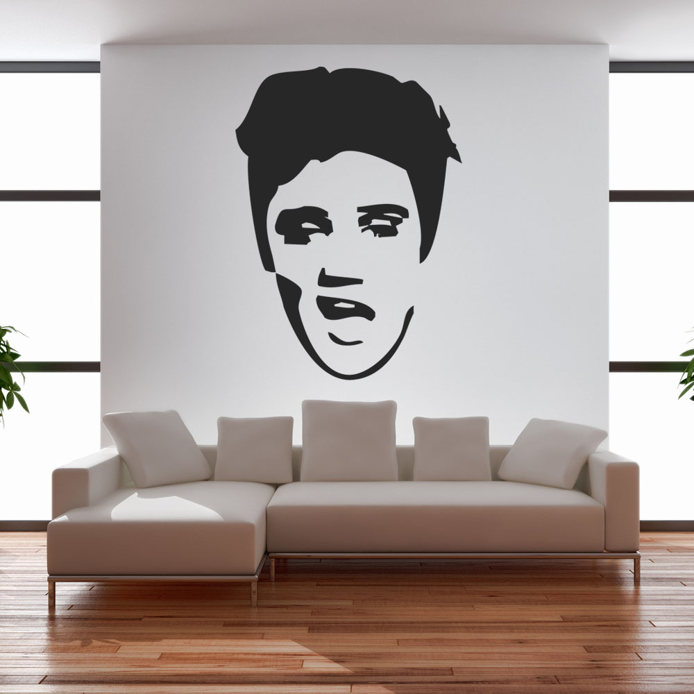 Adesivi follia : adesivo murale elvis Adesivi da muro neri stilizzati