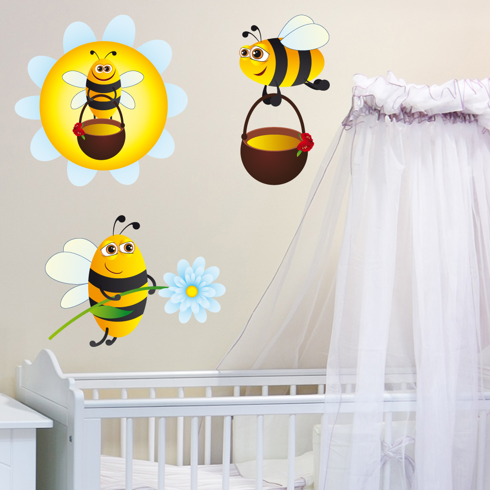Adesivi follia : kit adesivo murale bambini 3 api