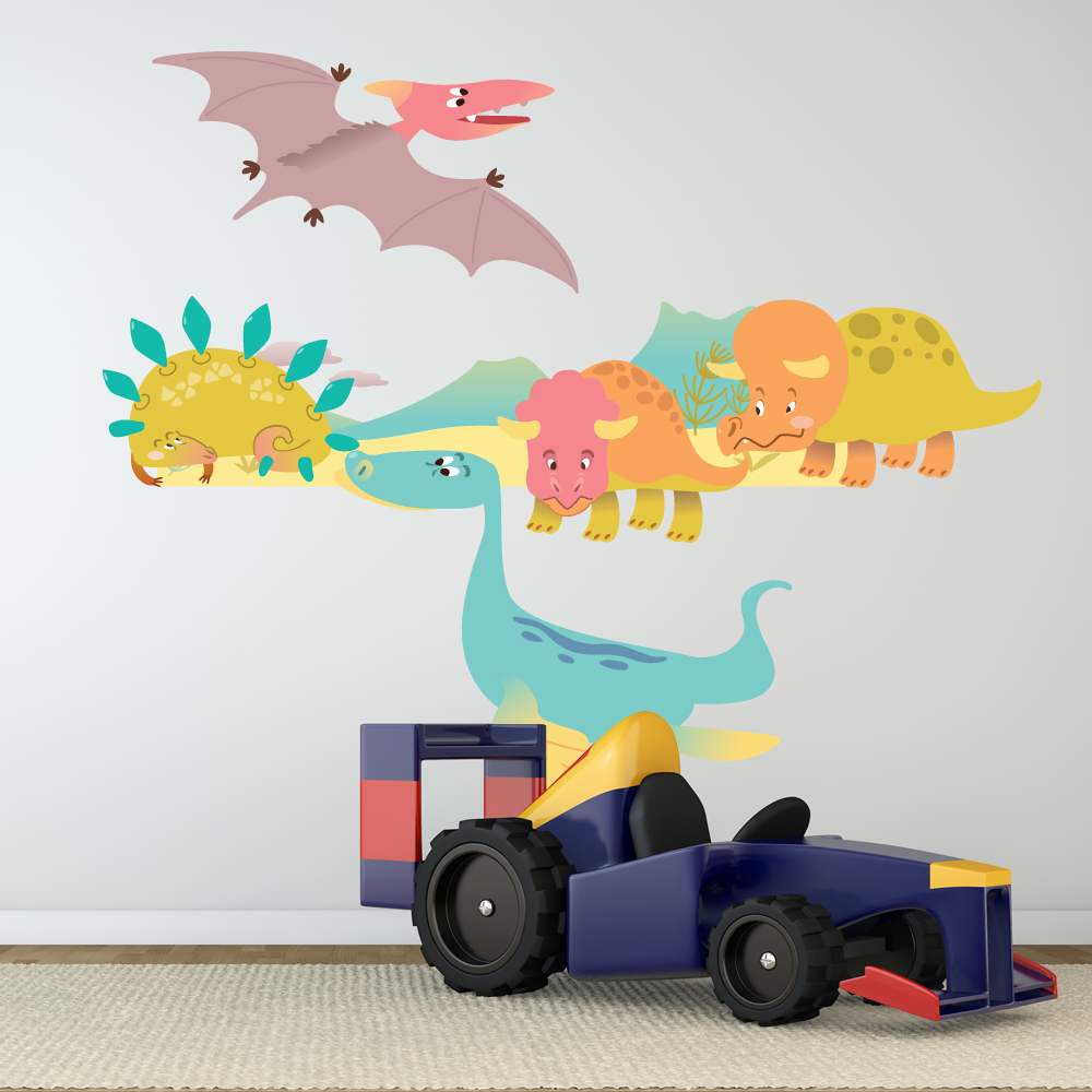 Adesivi follia : kit adesivo murale bambini dinosauri