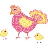 Adesivo Murale bambino gallina e pulcini