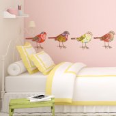 Kit Adesivo Murale bambini 4 uccelli