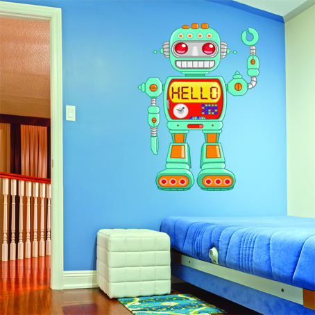 Adesivo Murale Robot Kiwistar - Decorazione Parete Rimovibile, 6 Misure, Per Cameretta E Soggiorno