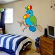 Adesivo Murale bambino uccello colorato