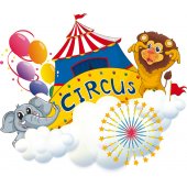 Adesivo Murale bambino animali del circo