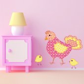 Adesivo Murale bambino gallina e pulcini