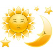 Adesivo Murale bambino luna e sole