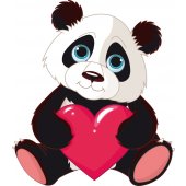 Adesivo Murale bambino panda cuore