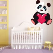 Adesivo Murale bambino panda cuore