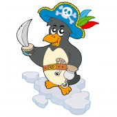 Adesivo Murale bambino pinguino pirata