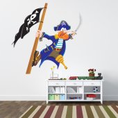 Adesivo Murale bambino pirata e bandiera