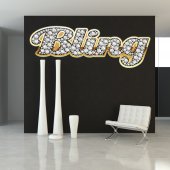 Adesivo Murale bling gold strass