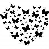 Adesivo Murale cuore farfalle