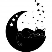 Adesivo Murale gatto luna