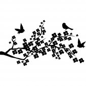 Adesivo Murale ramo di ciliegio uccelli