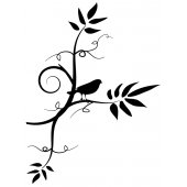 Adesivo Murale ramo uccello