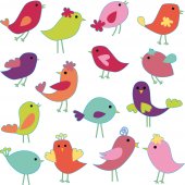 Kit Adesivo Murale bambini 15 uccelli