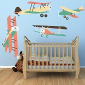 Kit Adesivo Murale bambini 4 aerei