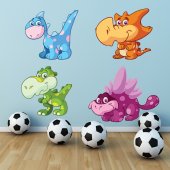 Kit Adesivo Murale bambini 4 dinosauri