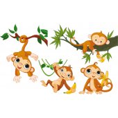 Kit Adesivo Murale bambini 4 scimmie
