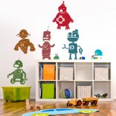 Kit Adesivo Murale bambini 5 robot