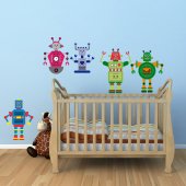 Kit Adesivo Murale bambini 5 robot