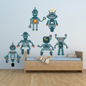 Kit Adesivo Murale bambini 6 robot