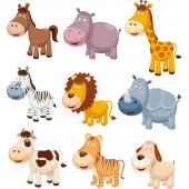 Kit Adesivo Murale bambini 9 animali