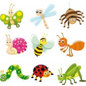 Kit Adesivo Murale bambini 9 insetti