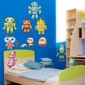 Kit Adesivo Murale bambini 9 robot