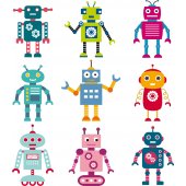 Kit Adesivo Murale bambini 9 robot