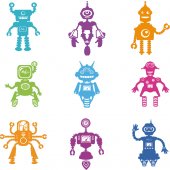 Kit Adesivo Murale bambini 9 robot