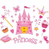 Kit Adesivo Murale bambini accessori principessa