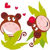 Kit Adesivo Murale bambini scimmia innamorata